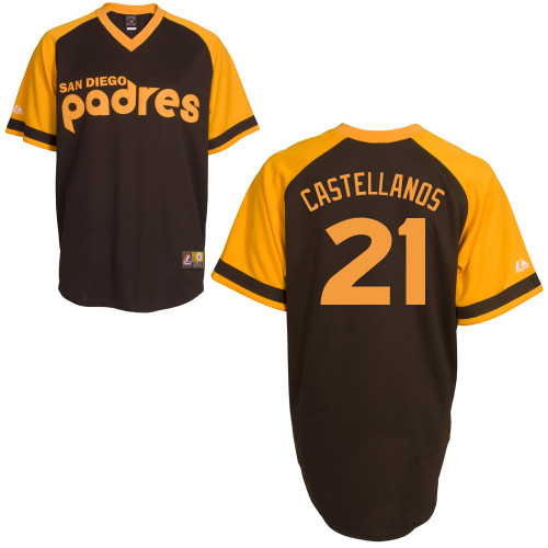 Alex Castellanos #21 MLB Jersey-San Diego Padres Men's Authentic Cooperstown Baseball Jersey